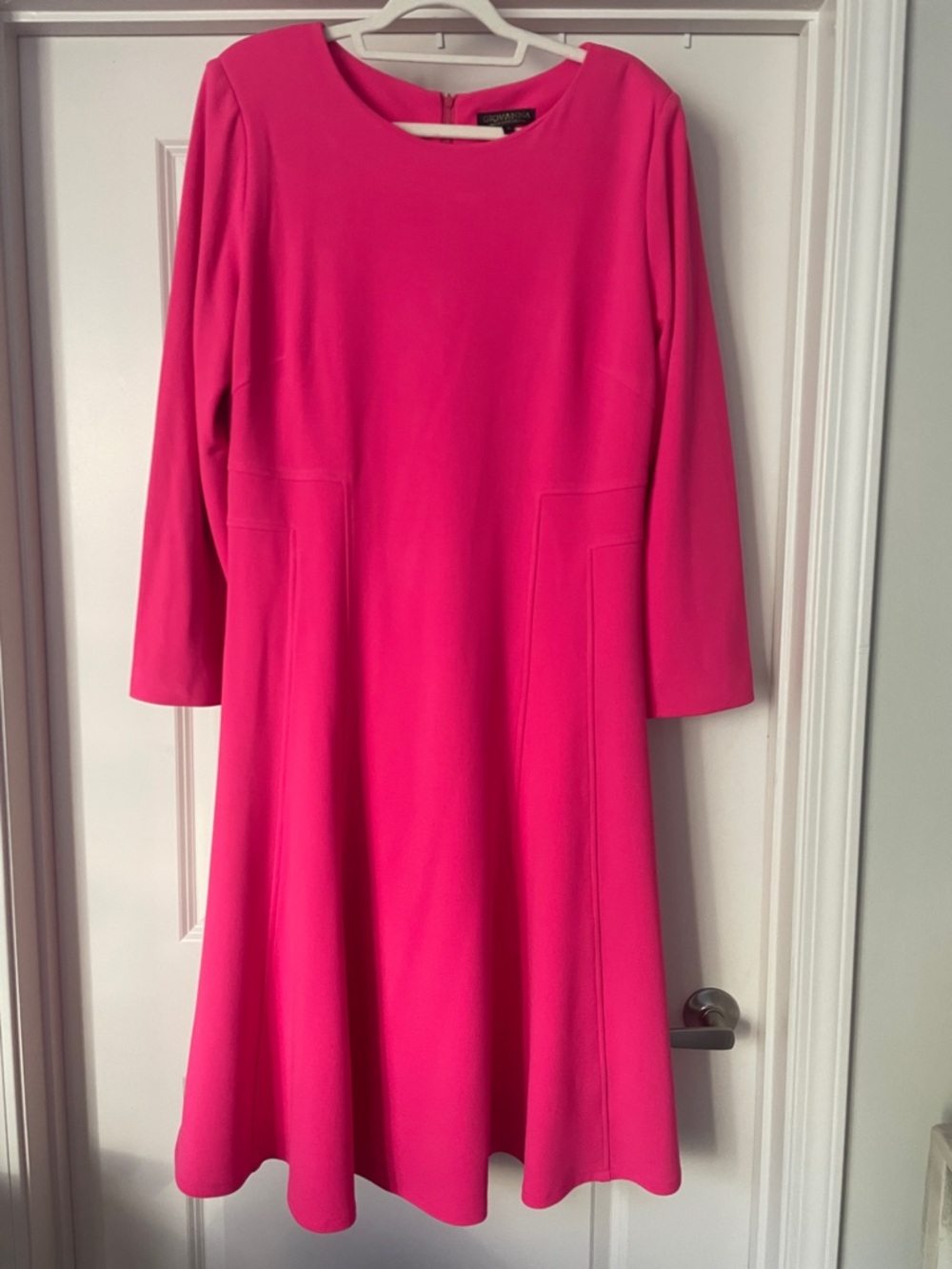 Hot Pink Long-Sleeve A-Line Dress